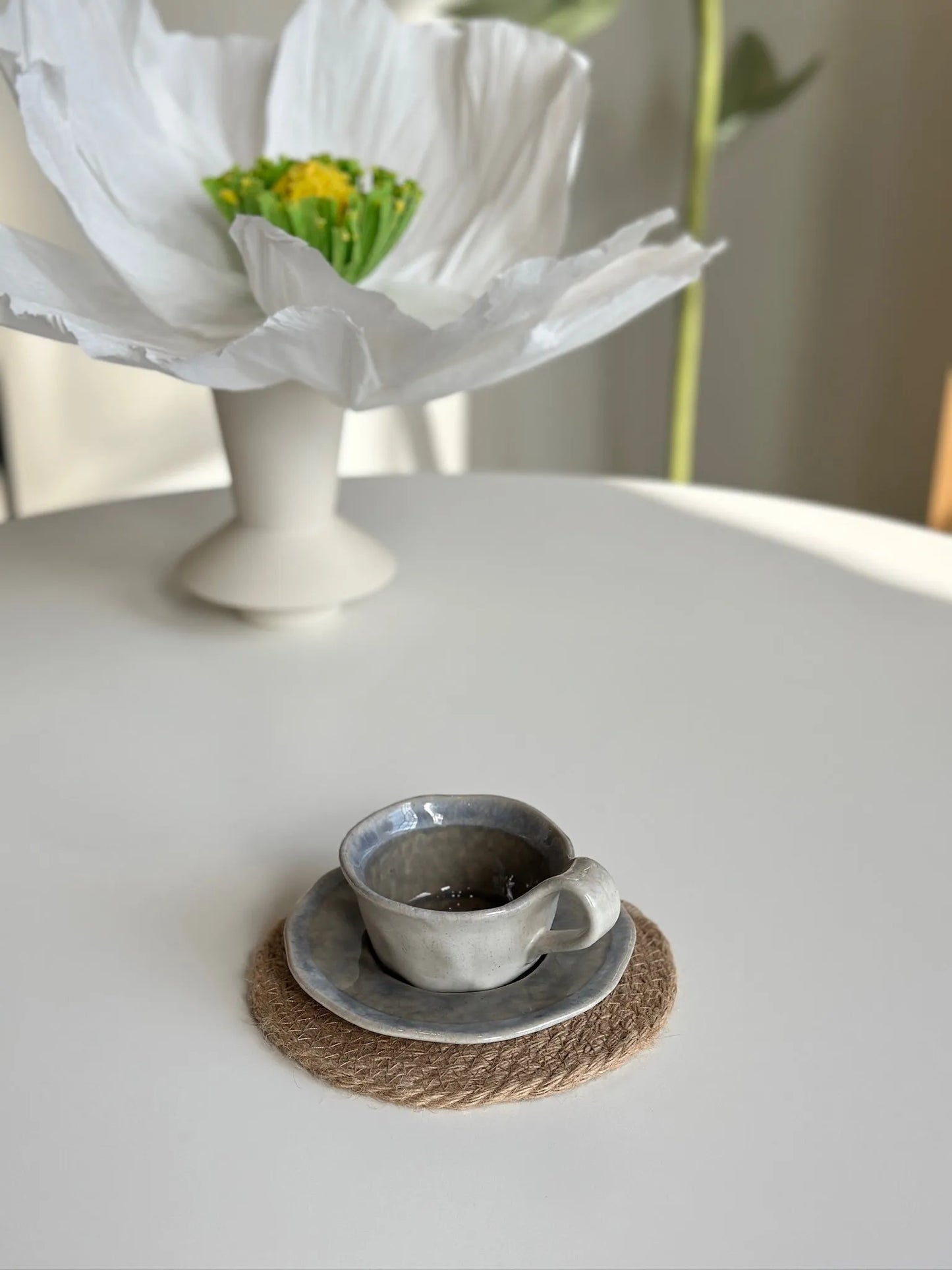 Glazed Ceramic Teacup and Saucer - Mellow