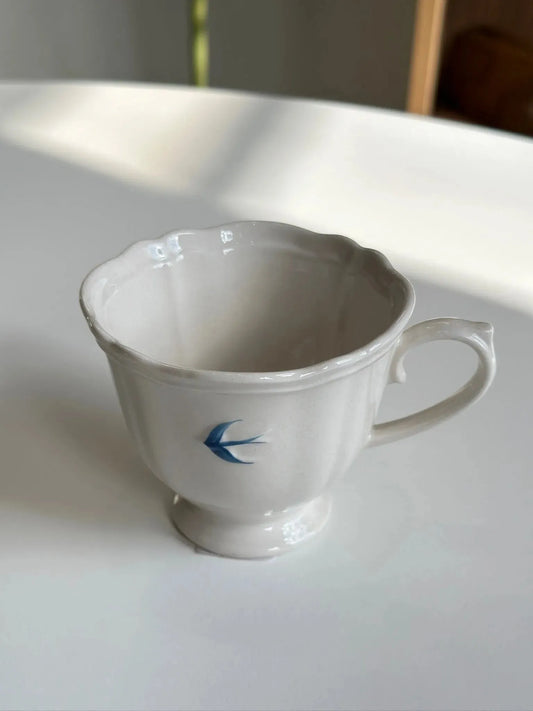 Bluebird Painted Tea Cup and Saucer - Mellow
