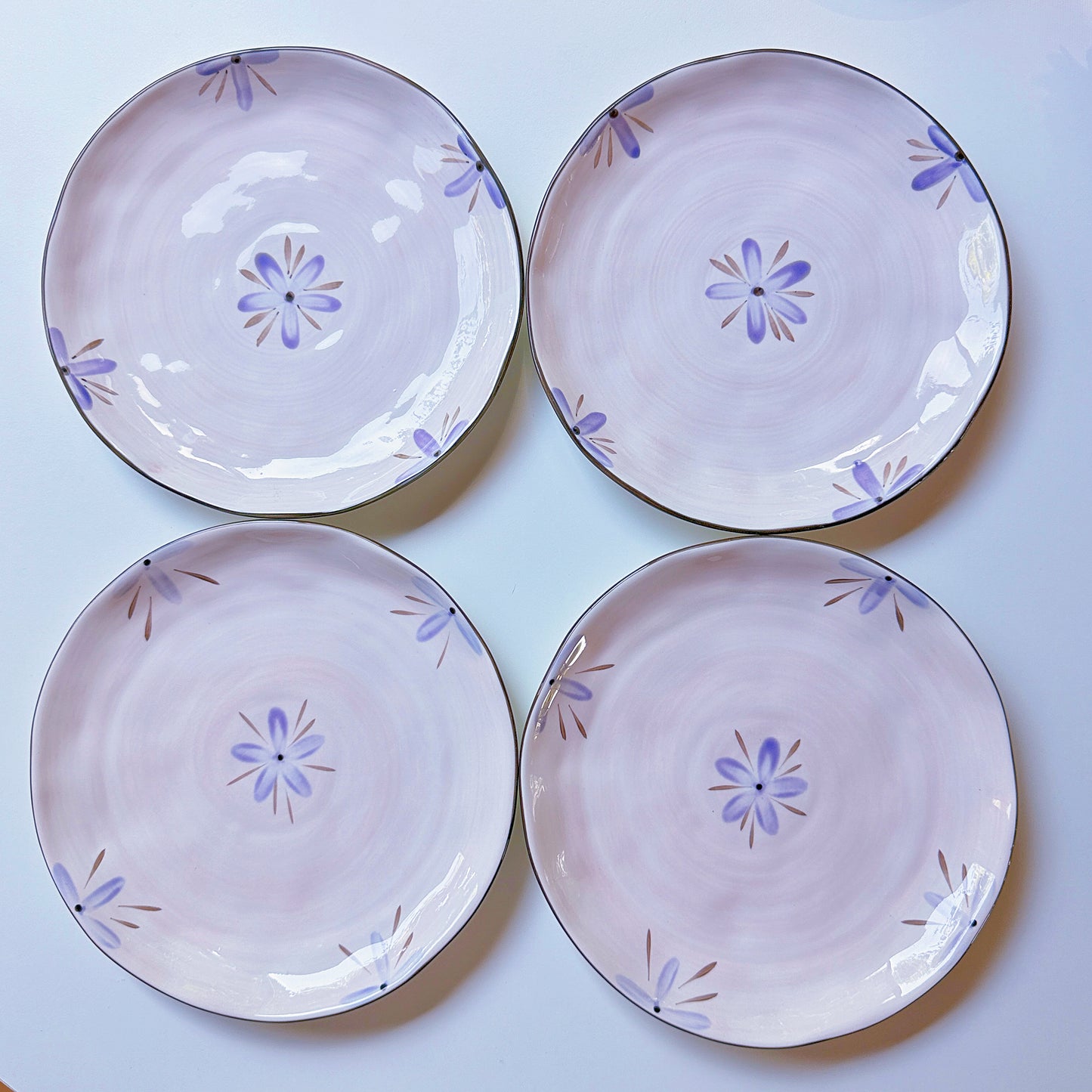 Sculpted Orchid Porcelain Salad Plates, Set of 4