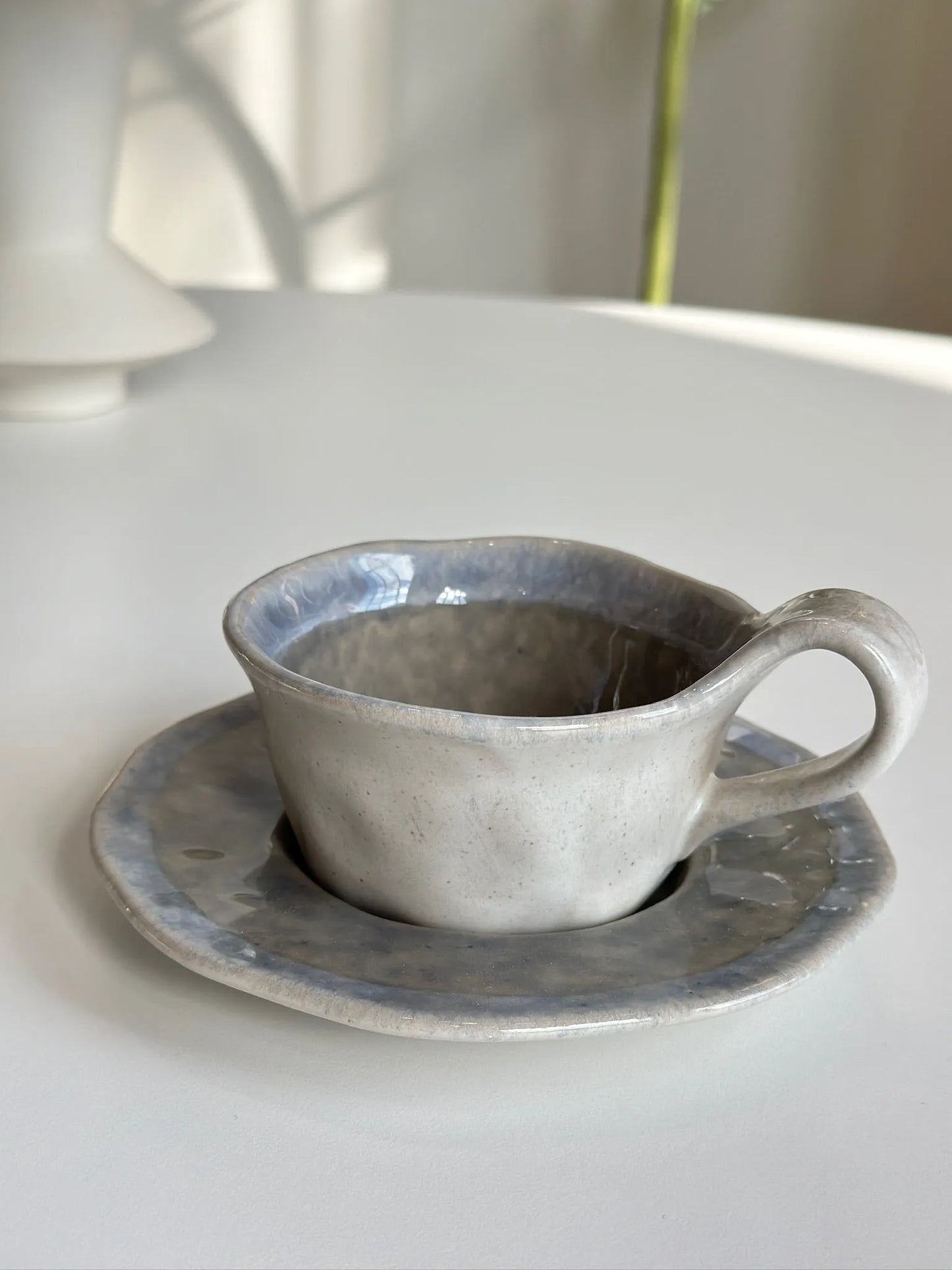 Glazed Ceramic Teacup and Saucer - Mellow