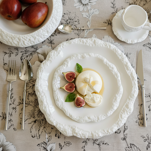 Amalfi Textured Rim Porcelain Salad Plates, Set of 4