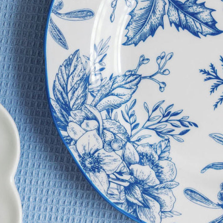 Coastal Chinoiserie Blue & White Salad Plates, Set of 4