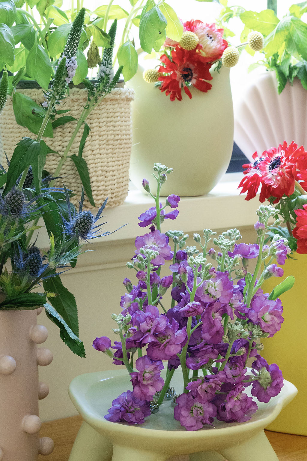 Ceramic Mini Basket Bud Vases
