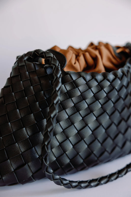 The Woven Leather Clutch - Mellow