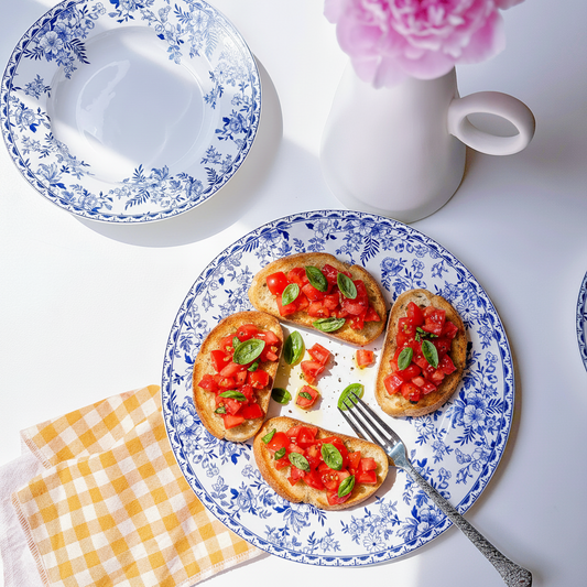 Indigo Wildflower Blue Floral Dinner Plates, Set of 4