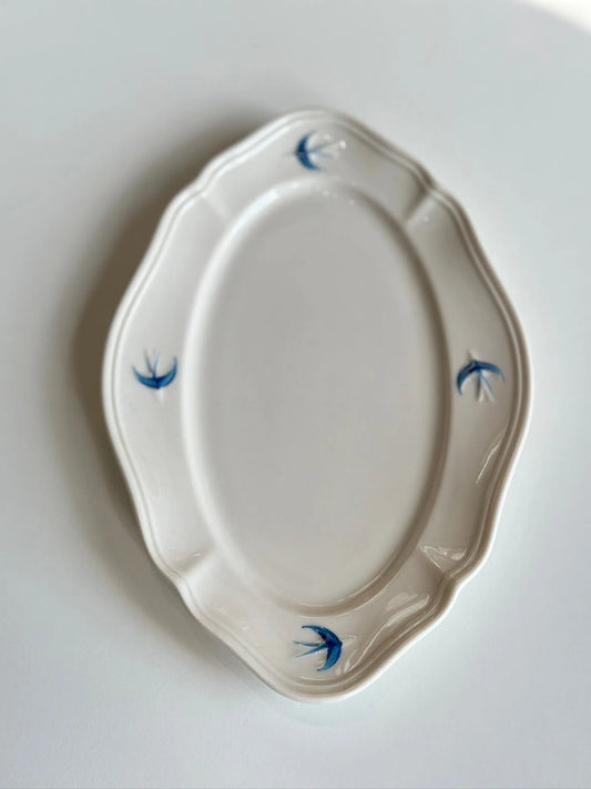 Bluebird Painted Oval Platter - Mellow