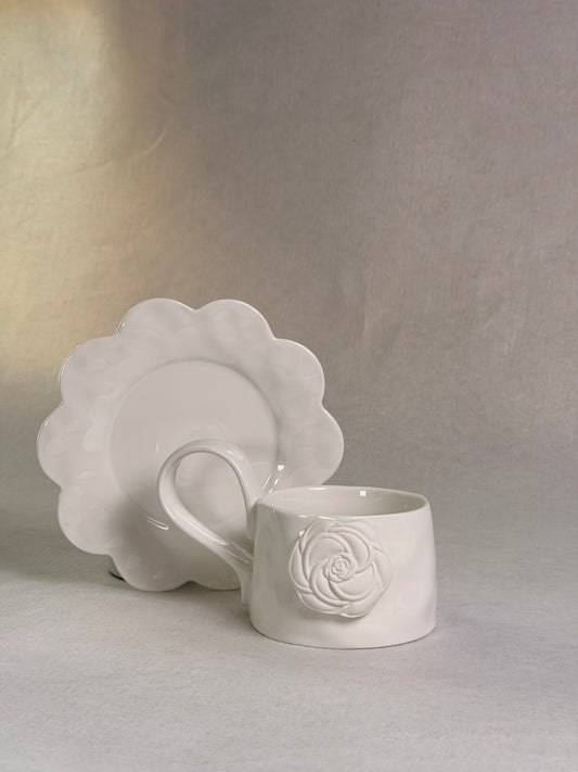 Alba Rose Ceramic Mug and Saucer
