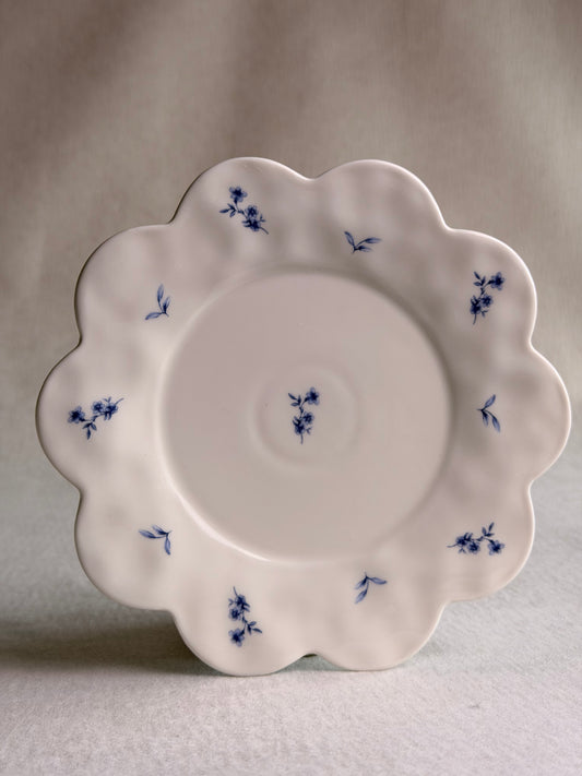 Scalloped Porcelain Bluebell Mug and Saucer