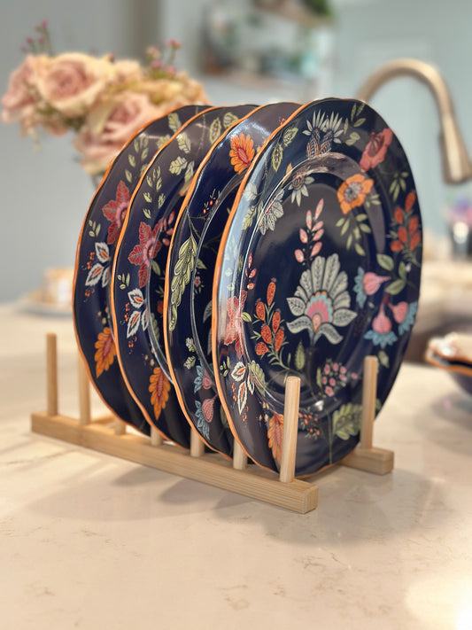 Azure Desert Floral Pasta Plates, Set of 4