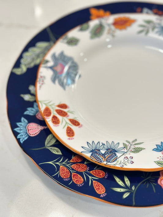 Azure Desert Floral Salad Plates, Set of 4