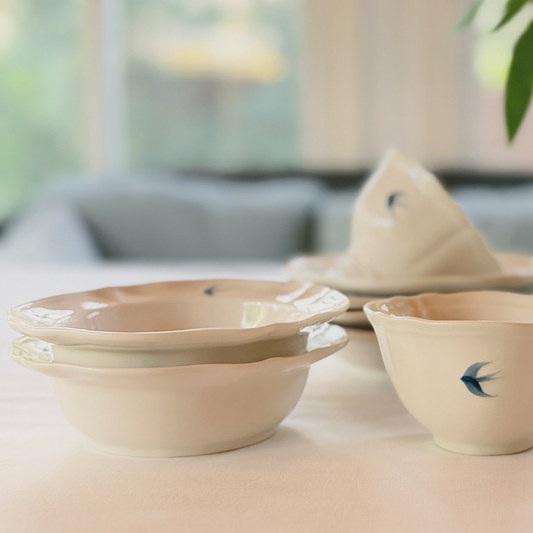Bluebird Painted Salad Bowl, Set of 2