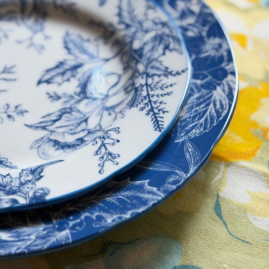 Coastal Chinoiserie Blue & White Salad Plates, Set of 4