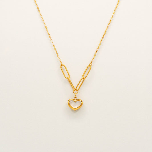 Mother of Pearl Heart Link Necklace