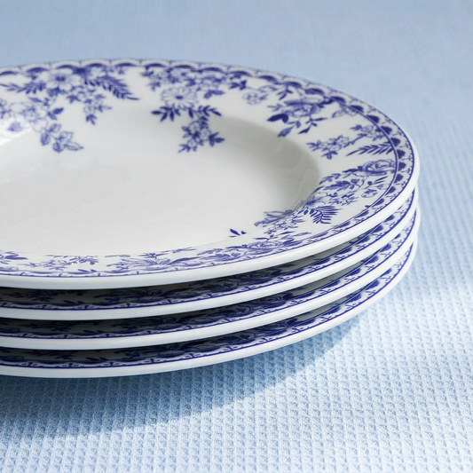 Indigo Wildflower Blue Floral Salad Plates, Set of 4
