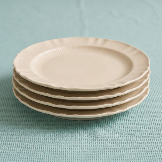Provence Pleated Porcelain Dinner Plates, Set of 4