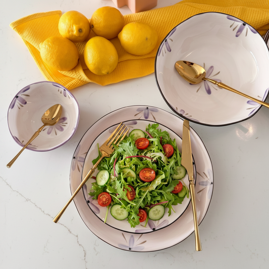 Sculpted Orchid Floral Salad Plates, Set of 4