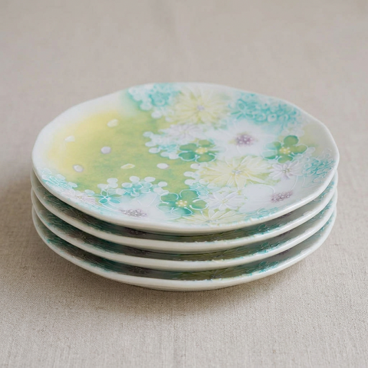 Watercolor Meadow Floral Salad Plates, Set of 4