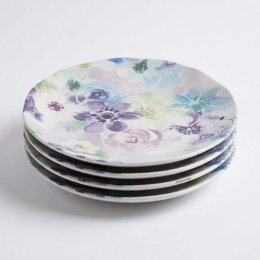 Watercolor Wisteria Floral Salad Plates, Set of 4