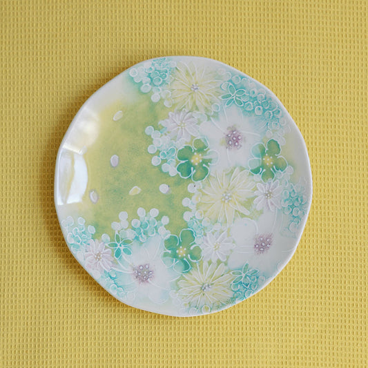 Watercolor Meadow floral porcelain dinner plates styled for a fall table
