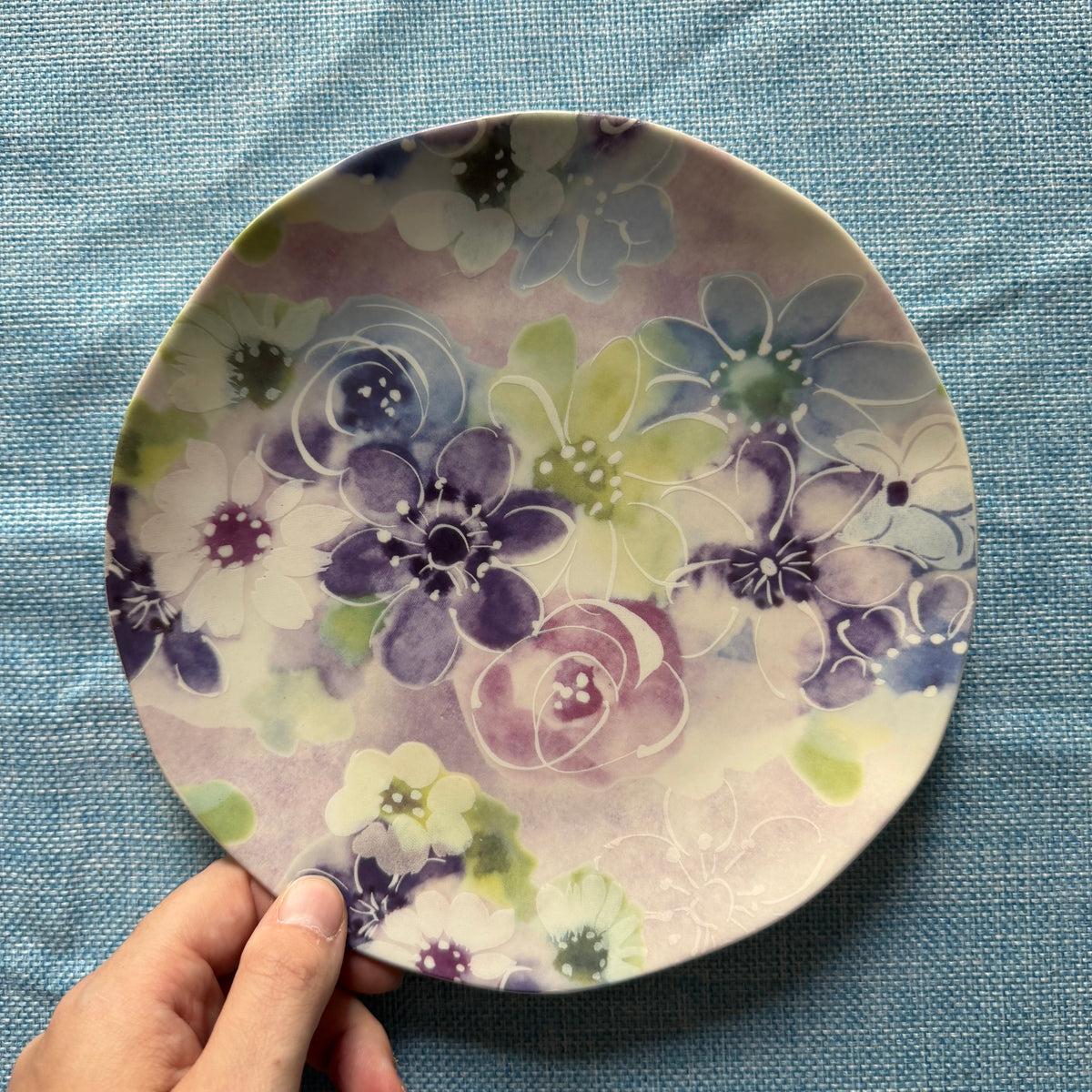 Watercolor Wisteria Floral Salad Plates, Set of 4