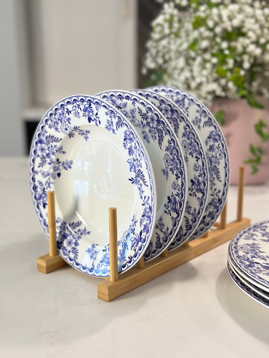 Indigo Wildflower Porcelain Salad Plates, Set of 4