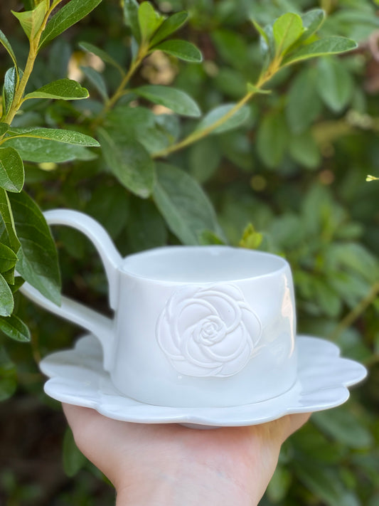 Alba Rose Ceramic Mug and Saucer