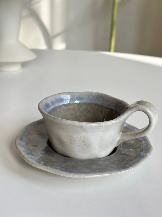 Glazed Ceramic Teacup and Saucer - Mellow