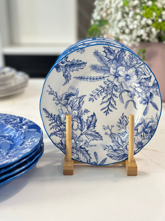 Coastal Chinoiserie Salad Plates, Set of 4