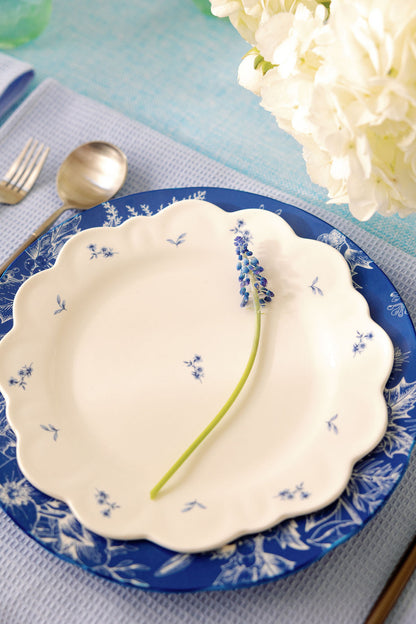 Scalloped Bluebell Porcelain Dessert Plates, Set of 2