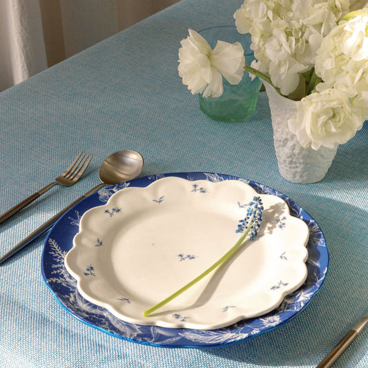 Coastal Chinoiserie Blue & White Dinner Plates, Set of 4