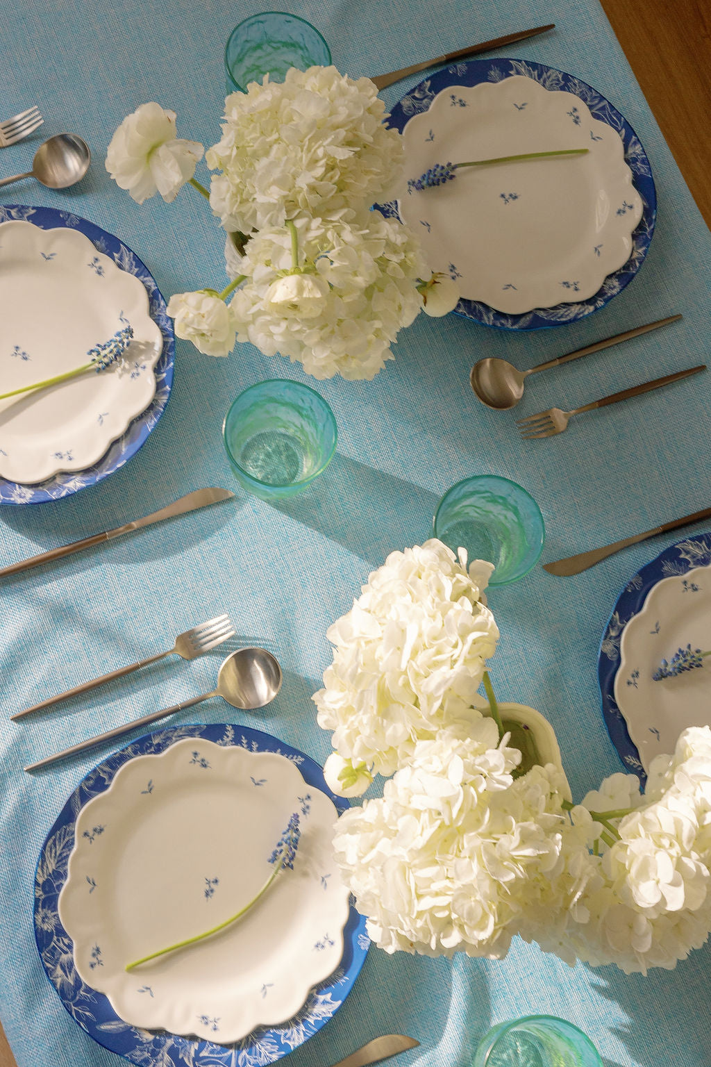 Scalloped Bluebell Porcelain Dessert Plates, Set of 2
