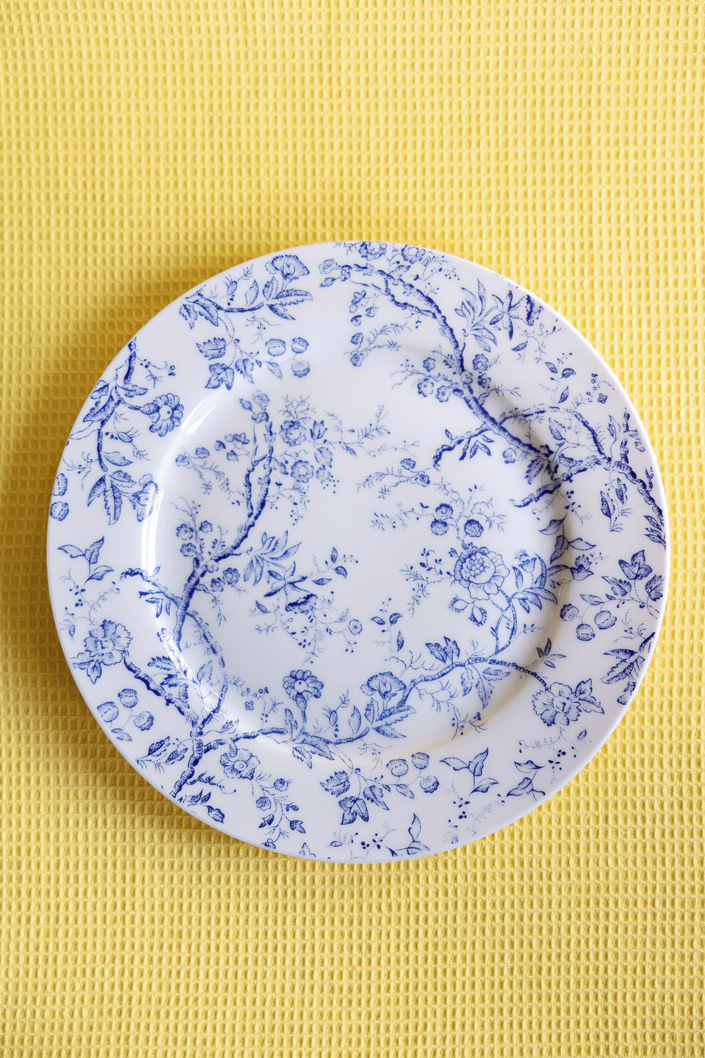 Cottage Garden porcelain appetizer plates with hand-painted floral pattern, French country set of 4