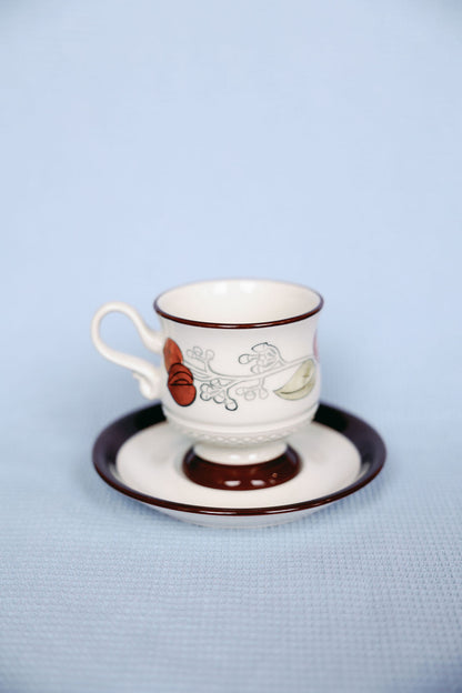 English Florals Petite Teacup and Saucer, Set of 2