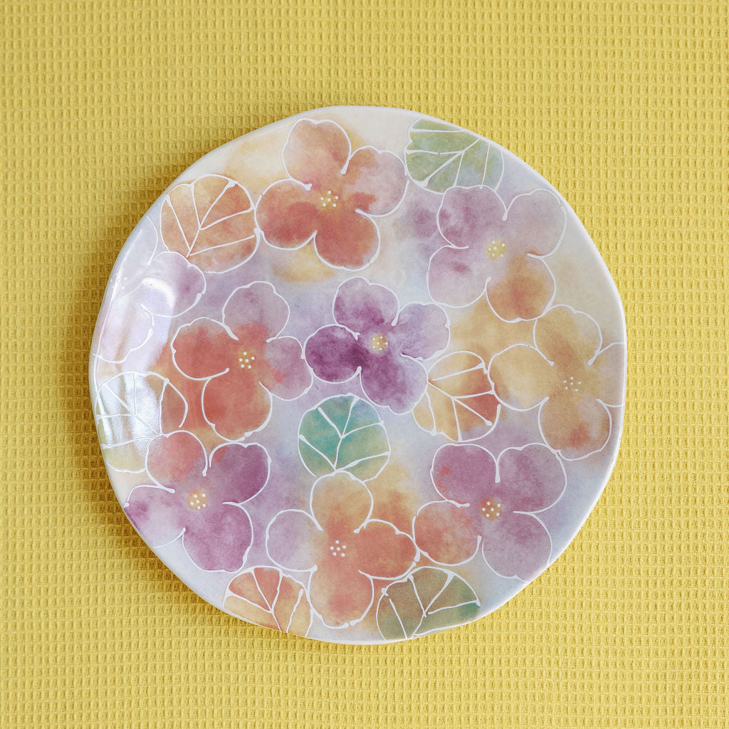 Watercolor Wildflower Floral Salad Plates, Set of 4