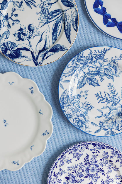 Scalloped Bluebell Porcelain Dessert Plates, Set of 2