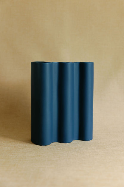 Cobalt Fluted Flower Vase