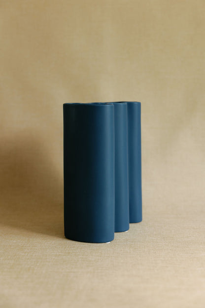 Cobalt Fluted Flower Vase