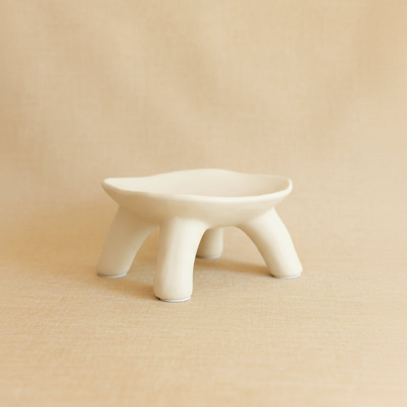 Light cream ceramic dish on a beige background