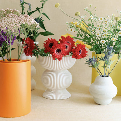 Matte Orange Half-Circle Ceramic Vase