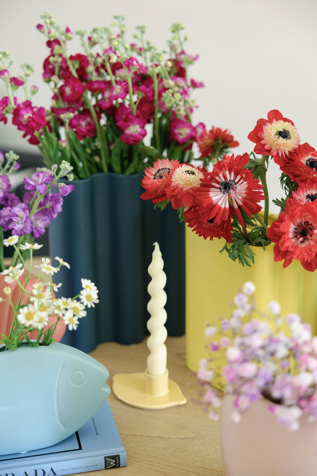 Cobalt Fluted Flower Vase