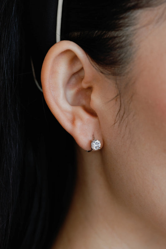 Crystal Solitaire Huggies - Mellow