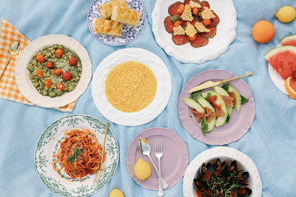 Provence Pleated Porcelain Dinner Plates, Set of 4