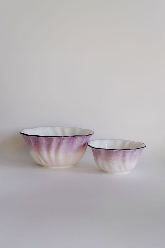 Lavender Ombre Ruffle Salad Bowls