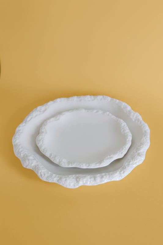 Amalfi Textured Rim Porcelain Dinner Plates, Set of 4