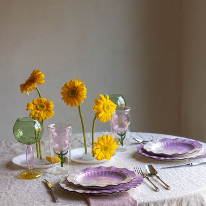 Lavender Ombre Ruffle Dinner Plates, Set of 4