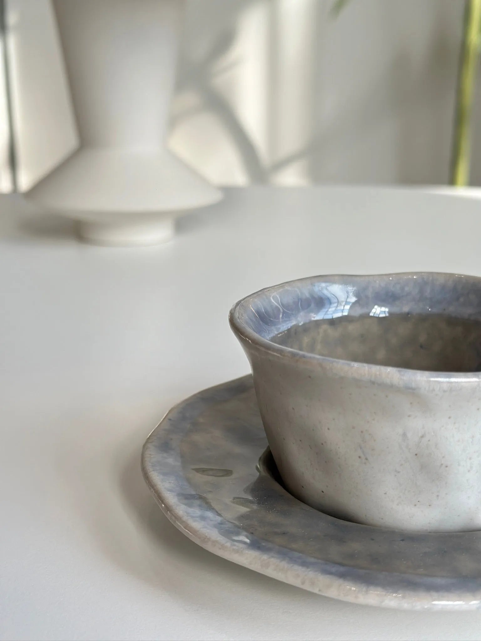 Glazed Ceramic Teacup and Saucer - Mellow