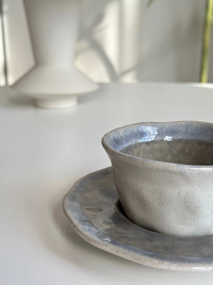 Glazed Ceramic Teacup and Saucer - Mellow