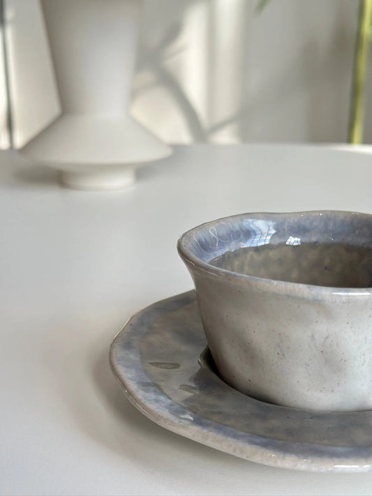 Glazed Ceramic Teacup and Saucer - Mellow
