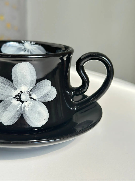 Noir Meadow Mug and Saucer - Mellow