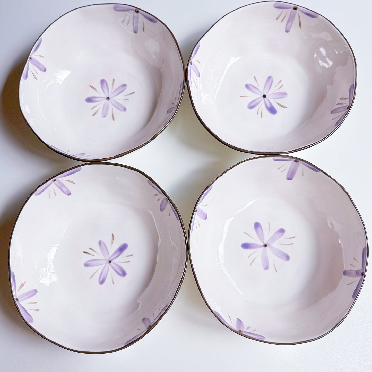 Sculpted Orchid Porcelain Serving Bowl, Set of 4